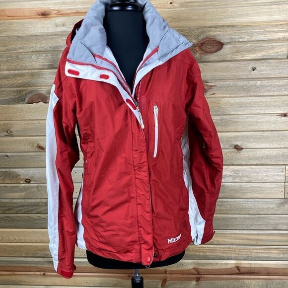 Marmot Red White Snow Jacket Size Large 1325 - Picture 1 of 6